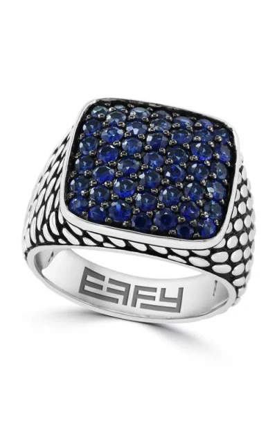 Effy Sterling Silver Blue Sapphire Pavé Ring