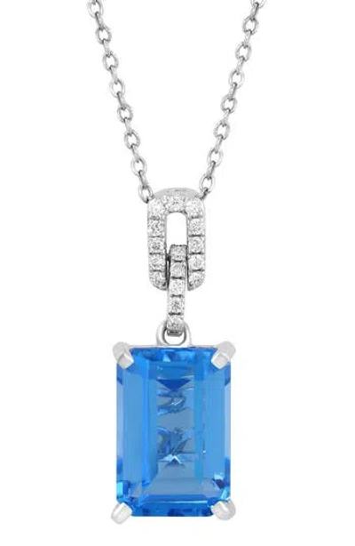 Effy Sterling Silver Blue Topaz & Diamond Pendant Necklace