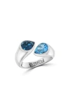 Effy Sterling Silver Blue Topaz & London Blue Topaz Bypass Ring In Metallic