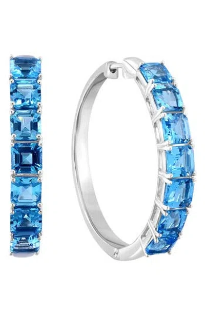 Effy Sterling Silver Blue Topaz Hoop Earrings