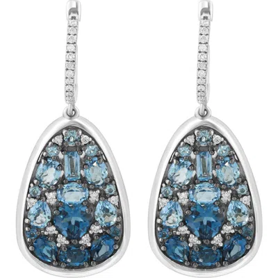 Effy Sterling Silver Blue Topaz, London Blue Topaz & Diamond Teardrop Earrings In Pink