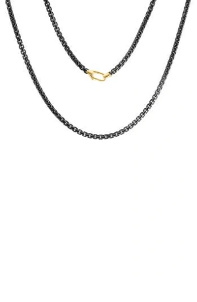 Effy Sterling Silver Box Chain Necklace In Black