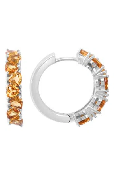 Effy Sterling Silver Citrine Huggie Hoop Earrings In Orange