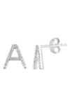 Effy Sterling Silver Diamond 'a' Initial Stud Earrings In Silver