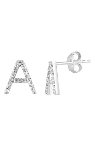 Effy Sterling Silver Diamond 'a' Initial Stud Earrings