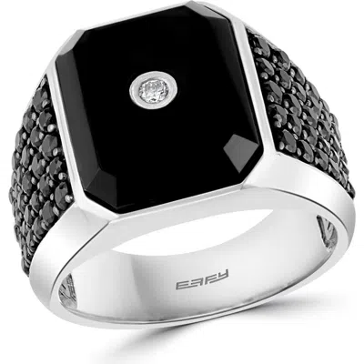 Effy Sterling Silver Diamond & Black Spinel Ring In Metallic