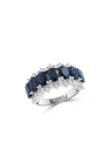 Effy Sterling Silver Diamond & Blue Sapphire Ring In Blue