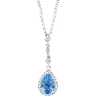 Effy Sterling Silver Diamond & Blue Topaz Pendant Necklace