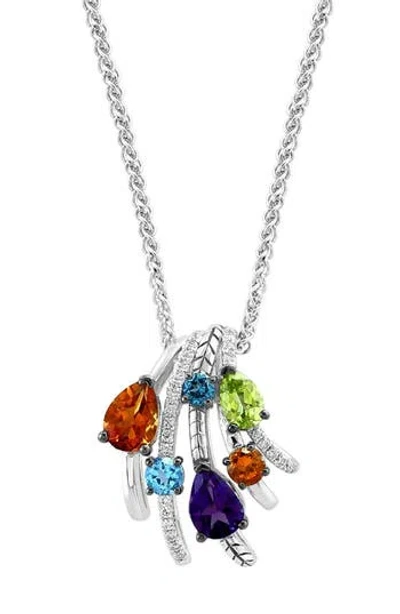 Effy Sterling Silver Diamond & Gemstone Pendant Necklace In Metallic