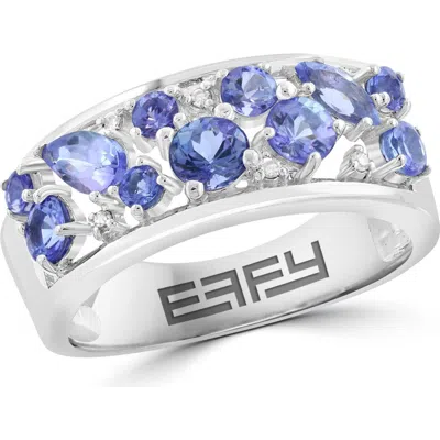 Effy Sterling Silver Diamond & Tanzanite Ring In Metallic