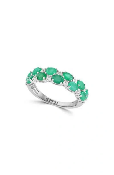 Effy Sterling Silver Diamond Band Ring In Emerald