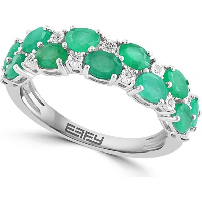 Effy Sterling Silver Diamond Band Ring In Green