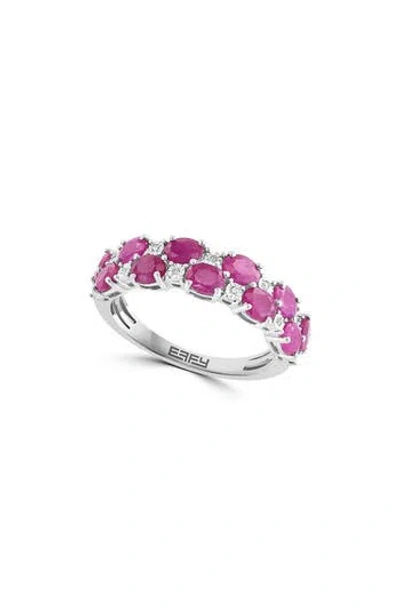Effy Sterling Silver Diamond Band Ring In Ruby