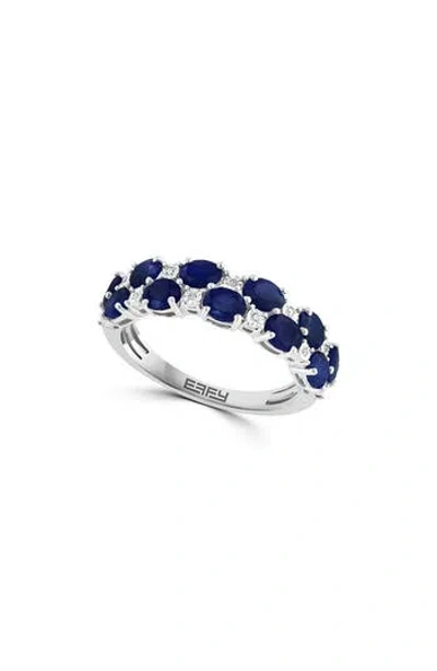 Effy Sterling Silver Diamond Band Ring In Sapphire
