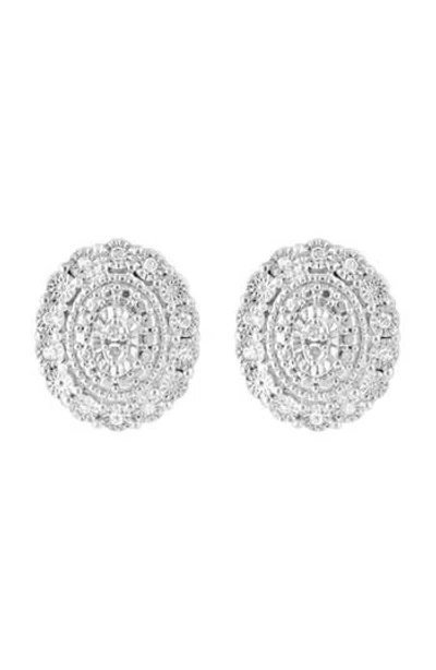 Effy Sterling Silver Diamond Button Stud Earrings In Pink