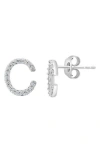 Effy Sterling Silver Diamond 'c' Initial Stud Earrings In Silver