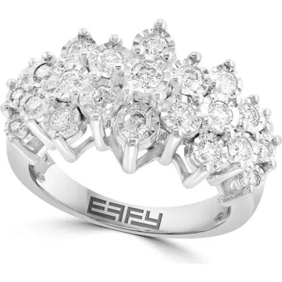 Effy Sterling Silver Diamond Cluster Ring In Metallic