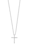 Effy Sterling Silver Diamond Cross Pendant Necklace In Metallic