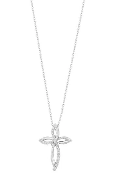 Effy Sterling Silver Diamond Cross Pendant Necklace In White