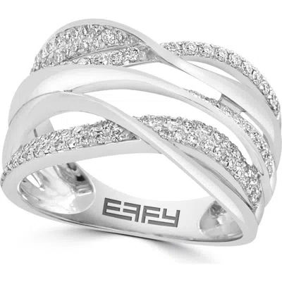 Effy Sterling Silver Diamond Crossover Ring