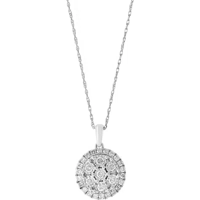 Effy Sterling Silver Diamond Disc Pendant Necklace In Pattern