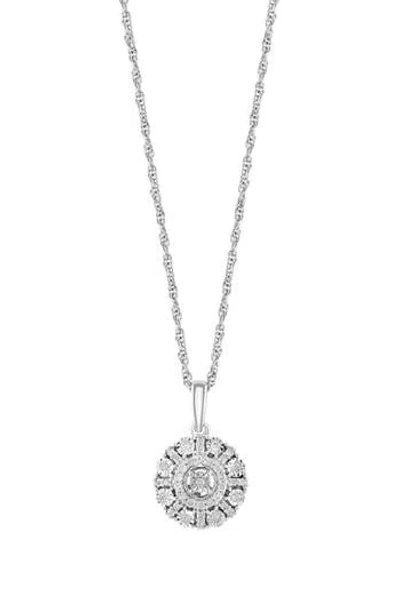 Effy Sterling Silver Diamond Disc Pendant Necklace