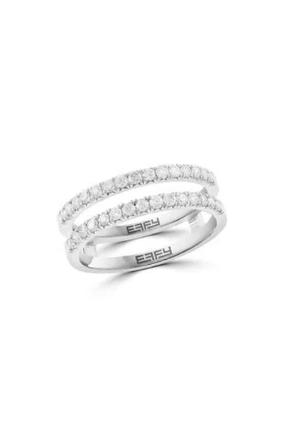 Effy Sterling Silver Diamond Double Band Ring
