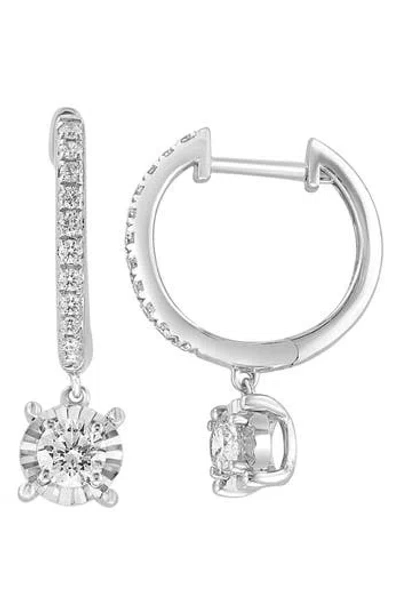 Effy Sterling Silver Diamond Drop Huggie Hoop Earrings In Neutral