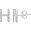 Effy Sterling Silver Diamond 'h' Initial Stud Earrings In Silver