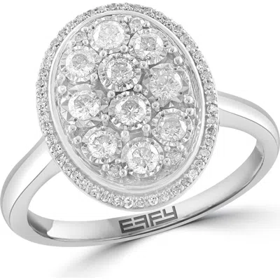 Effy Sterling Silver Diamond Halo Ring In Metallic