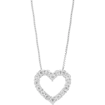 Effy Sterling Silver Diamond Heart Pendant Necklace In White