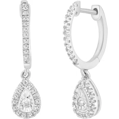 Effy Sterling Silver Diamond Hoop Drop Earrings