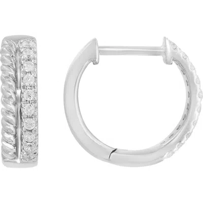 Effy Sterling Silver Diamond Hoop Earrings