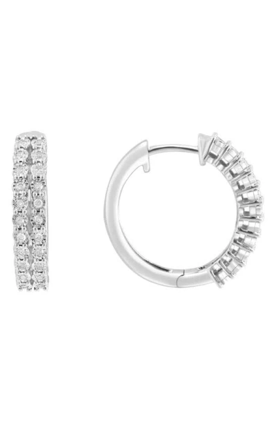 Effy Sterling Silver Diamond Hoop Earrings