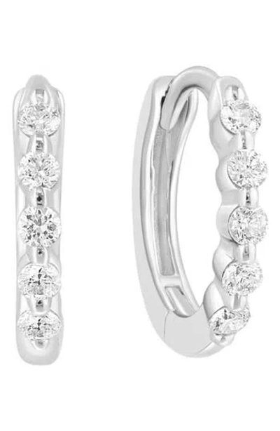 Effy Sterling Silver Diamond Huggie Hoop Earrings