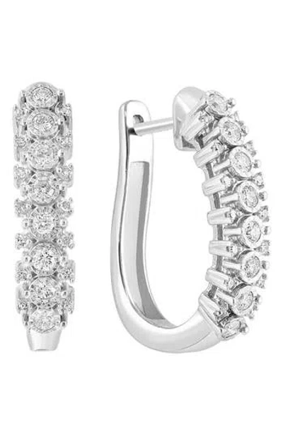 Effy Sterling Silver Diamond Huggie Hoop Earrings In Orange