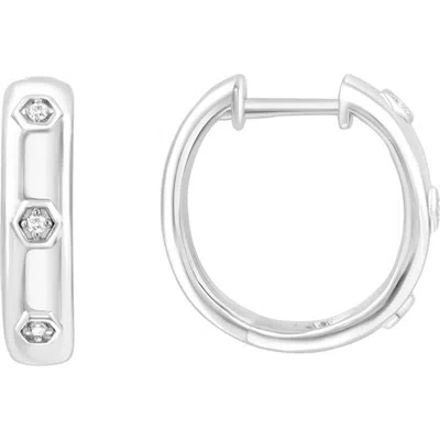 Effy Sterling Silver Diamond Huggie Hoop Earrings