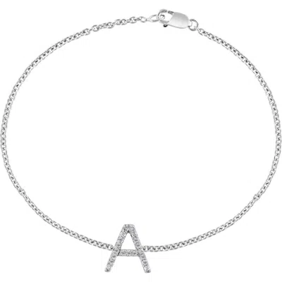 Effy Sterling Silver Diamond Initial Bracelet In Metallic