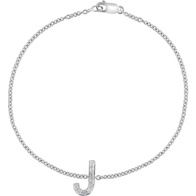 Effy Sterling Silver Diamond Initial Bracelet In Metallic