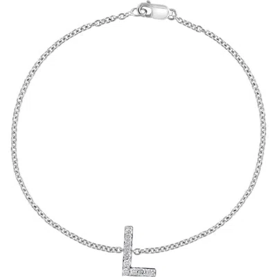 Effy Sterling Silver Diamond Initial Bracelet In Metallic