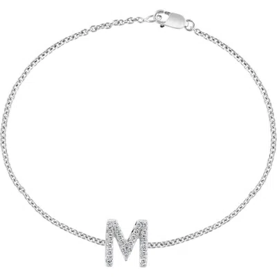 Effy Sterling Silver Diamond Initial Bracelet In Metallic