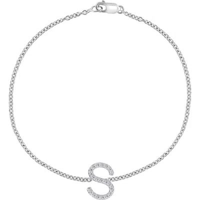 Effy Sterling Silver Diamond Initial Bracelet In Silver/s