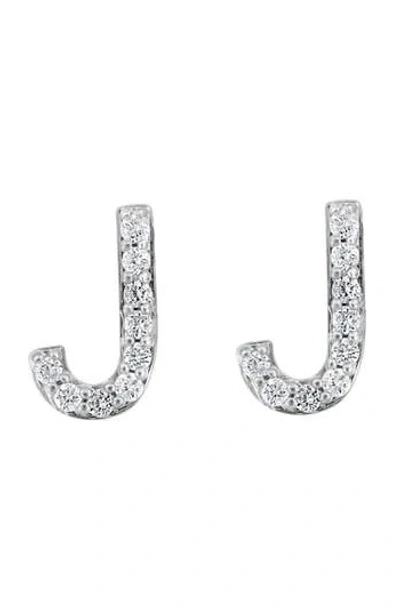 Effy Sterling Silver Diamond 'j' Initial Stud Earrings In Gray