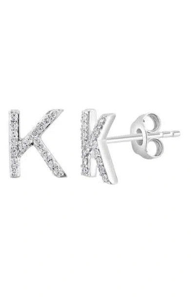 Effy Sterling Silver Diamond 'k' Initial Stud Earrings In Gray
