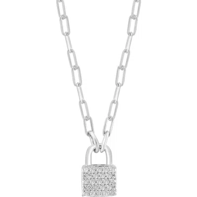 Effy Sterling Silver Diamond Lock Pendant Necklace