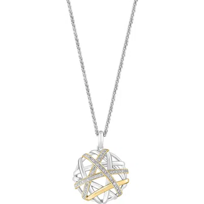 Effy Sterling Silver Diamond Necklace In White