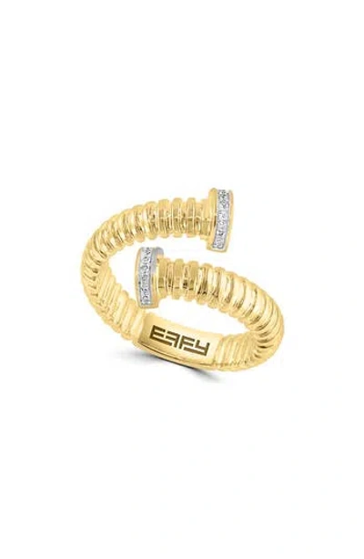 Effy Sterling Silver Diamond Open Ring In Gold