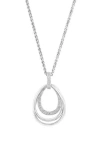 Effy Sterling Silver Diamond Open Teardrop Pendant Necklace In Metallic