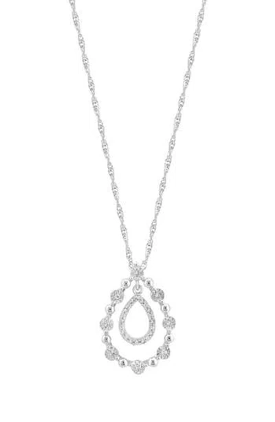 Effy Sterling Silver Diamond Orbital Teardrop Pendant Necklace