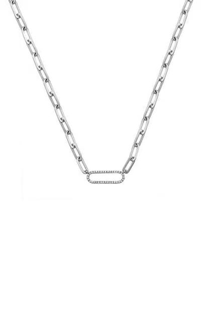 Effy Sterling Silver Diamond Paper Clip Link Pendant Necklace